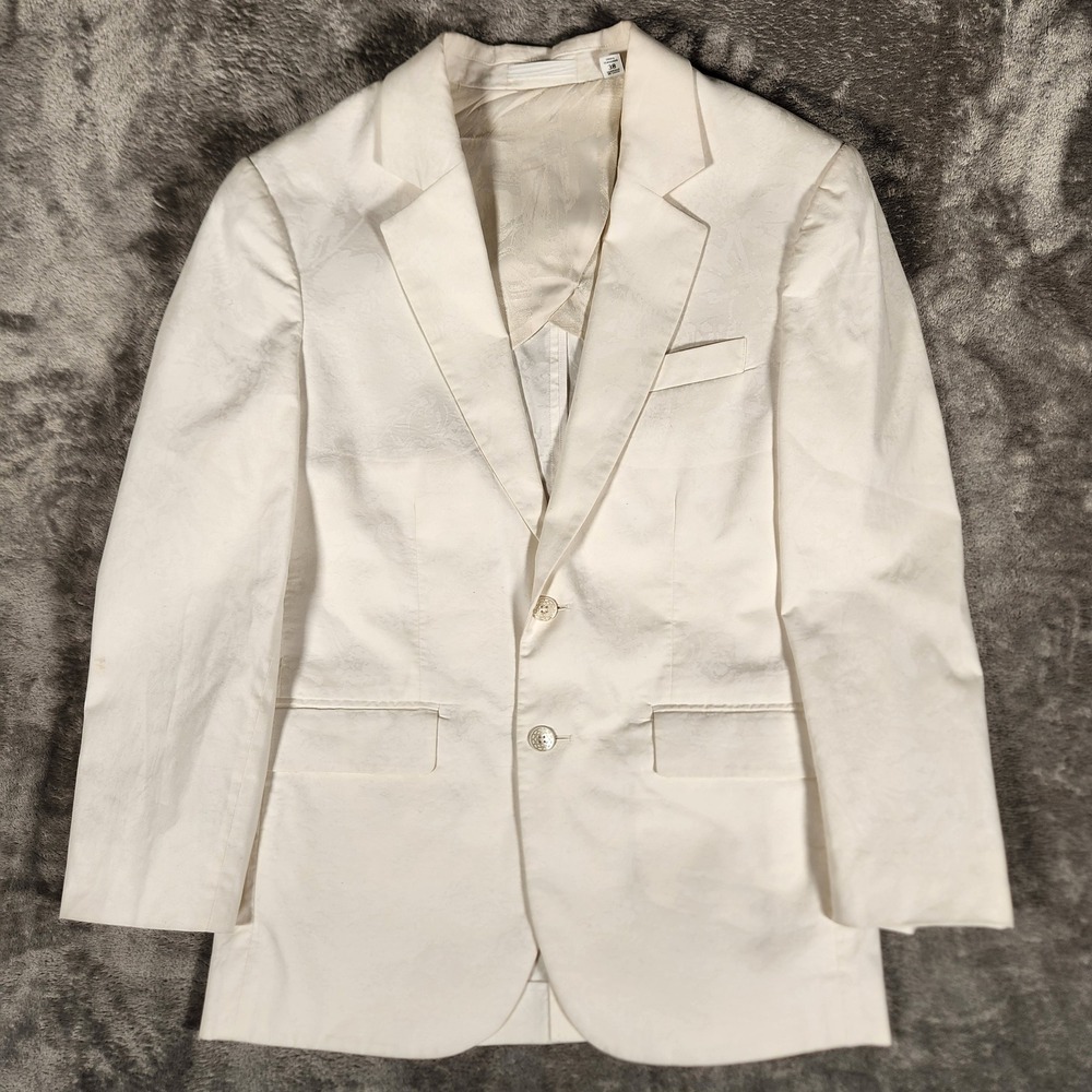 Robert Graham Blazer Mens 38 White Excellent Floral Jacquard Cotton Sport Coat